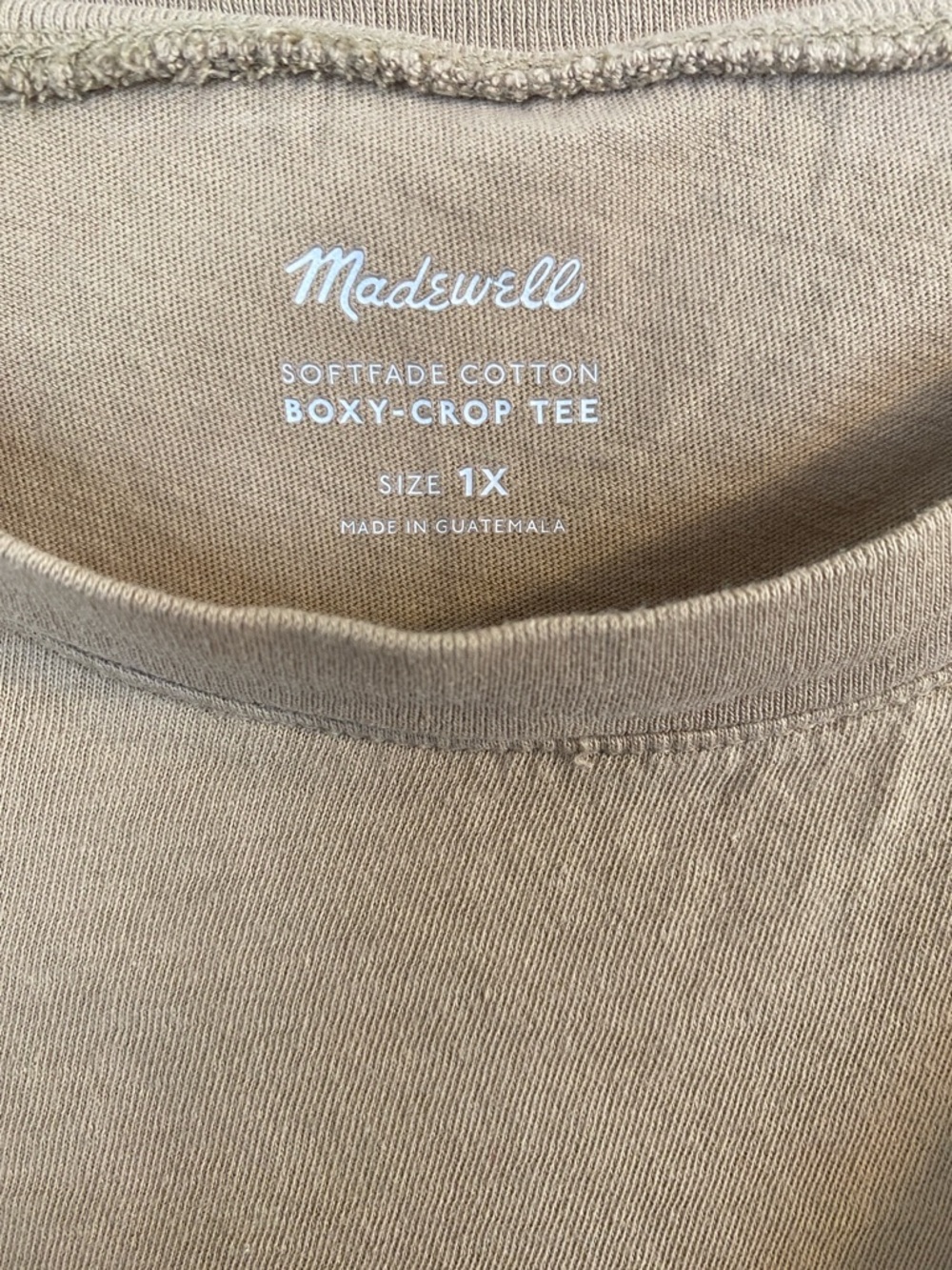 Madewell Boxi-Crop Sleeve Crewneck Tee in Beige - Picture 2 of 4